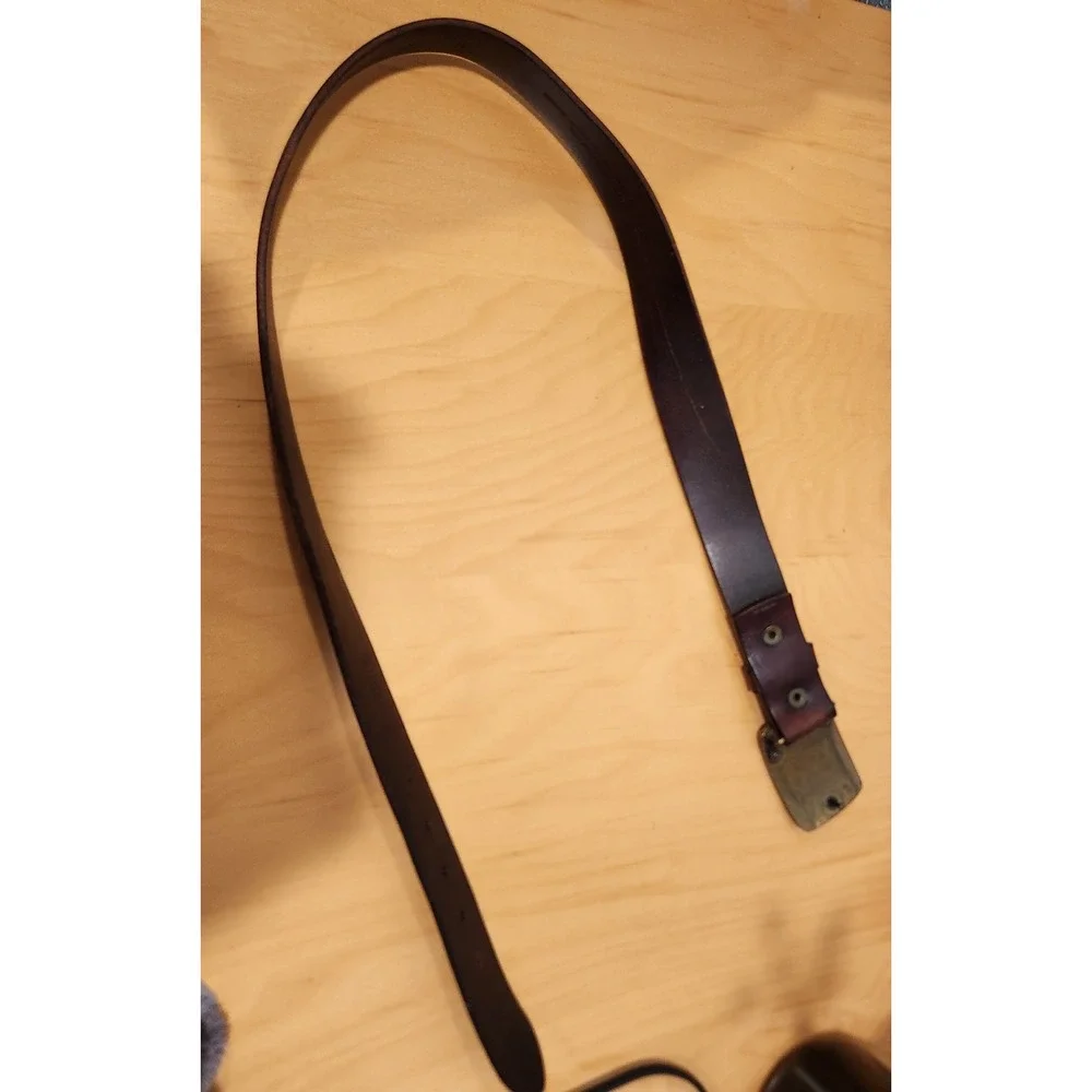 Vintage Armani Exchange AX Logo Buckle Belt Men's length 38‎ Leather Brass Look